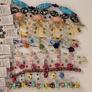 Bead Landing Lamp Work Glass Handmade Beads; 17 Strands With Nearly 500 Beads